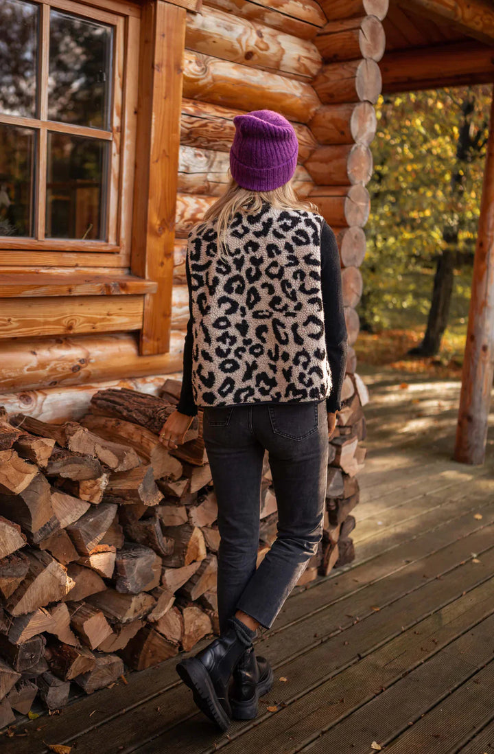 ASTRID™ | Strickweste mit Leopardenmuster