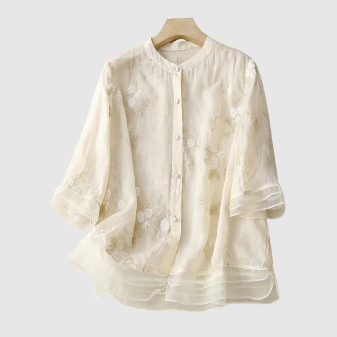 Bluse | Besticktes Leinen
