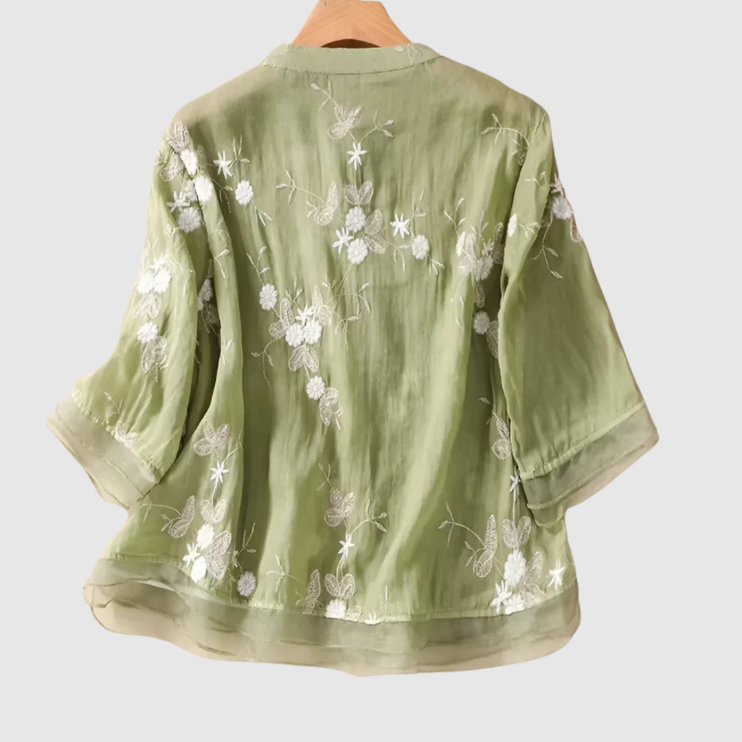 Bluse | Besticktes Leinen