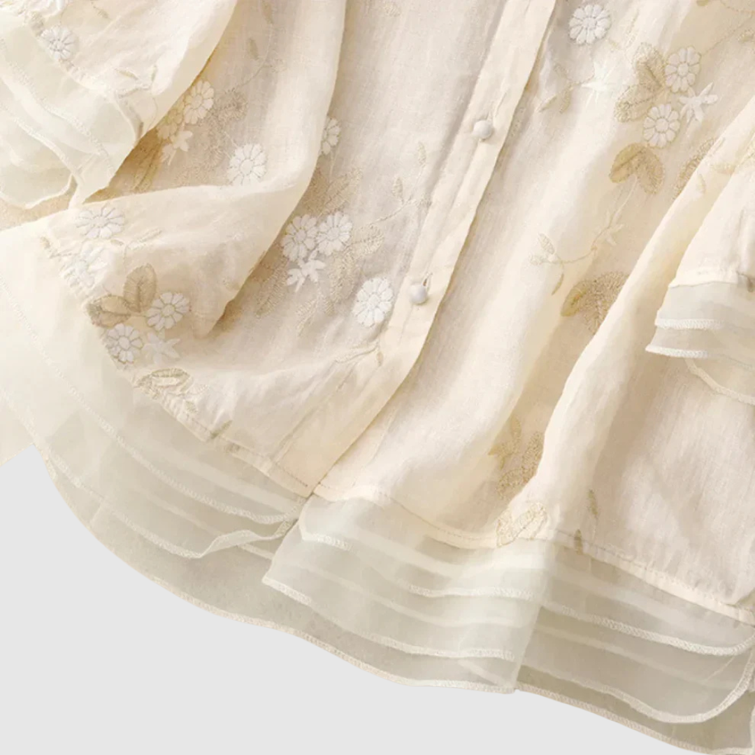 Bluse | Besticktes Leinen