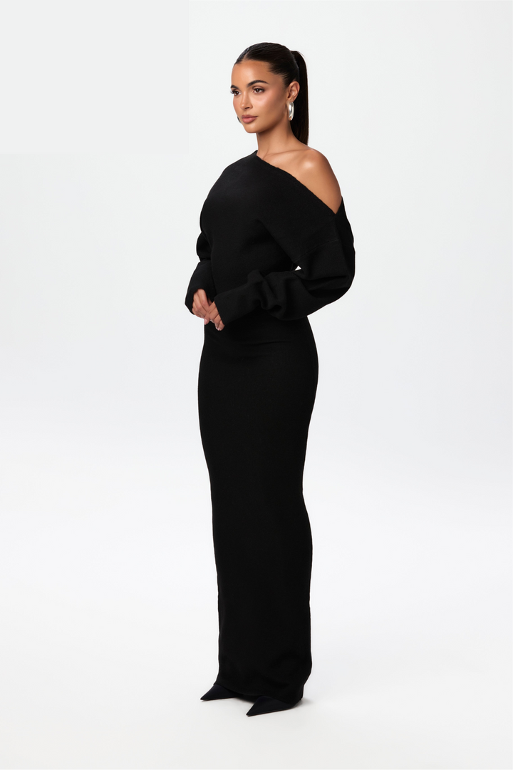 Schulterfreies Pulloverkleid