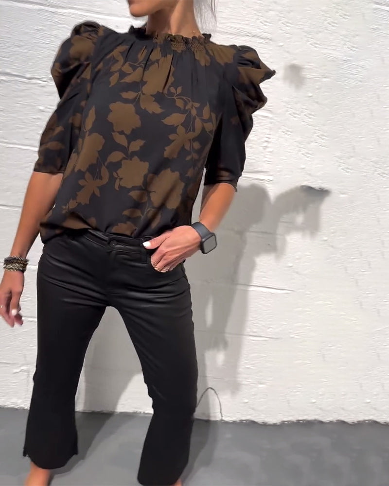 Bluse mit Puffärmeln und Rüschen